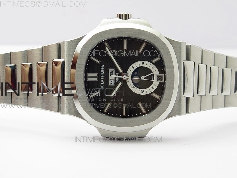 NAUTILUS 5726 SS GRF 1:1 BEST EDITION GRAY DIAL WORKING ANNUAL CALENDARON SS BRACELET A.324 V3